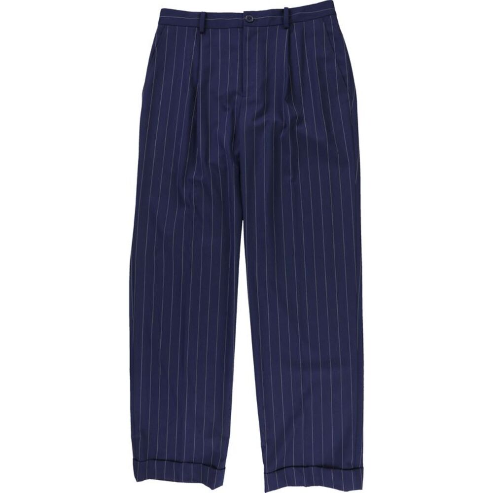 Ralph Lauren Womens Pinstripe Wool-Blend Twill Straight Leg Tailored Dress Pa...
